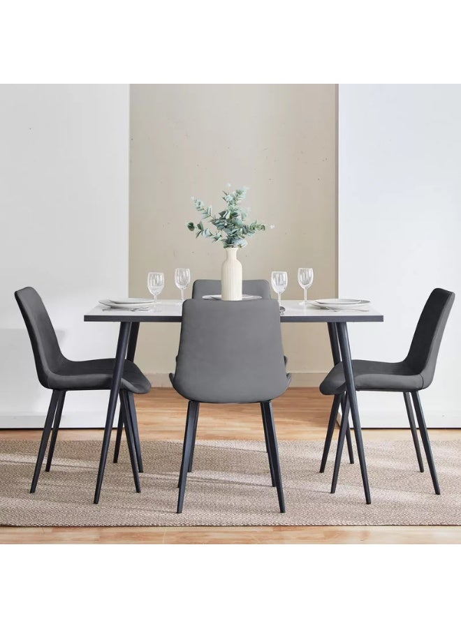 LHFHOMT 5-Pieces Dining Sets, 1 Piece Rectangular Table With with 4 Chairs Modern Design Furniture for Home, Dining Room, Cafeteria - Image 3